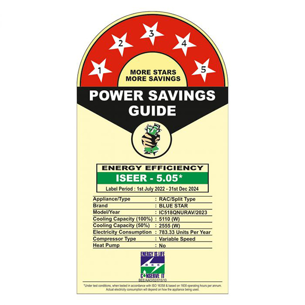 Buy Bluestar 1.5 Ton 5 Star IC518VNURAV Inverter Ac - Vasanth & Co